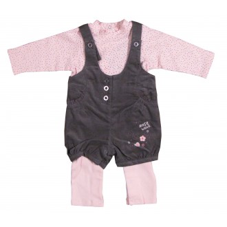 Ensemble Salopette Baby Rose