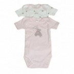 Lot de 2 body MC Absorba Nounours Rose